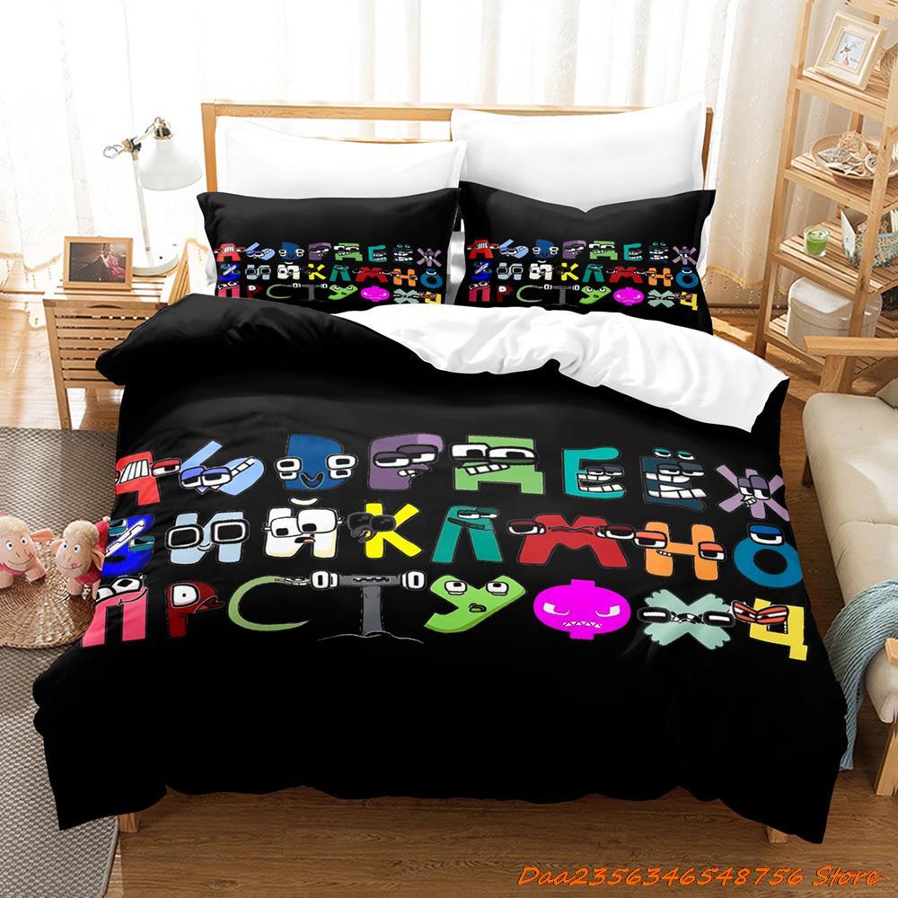 Comforter 26 Alphabet Lore Bedding Set Cartoon Anime Three-Piece Set Adult Kid Bedroom Duvet Sets Enlightenment 3D Print Kawaii