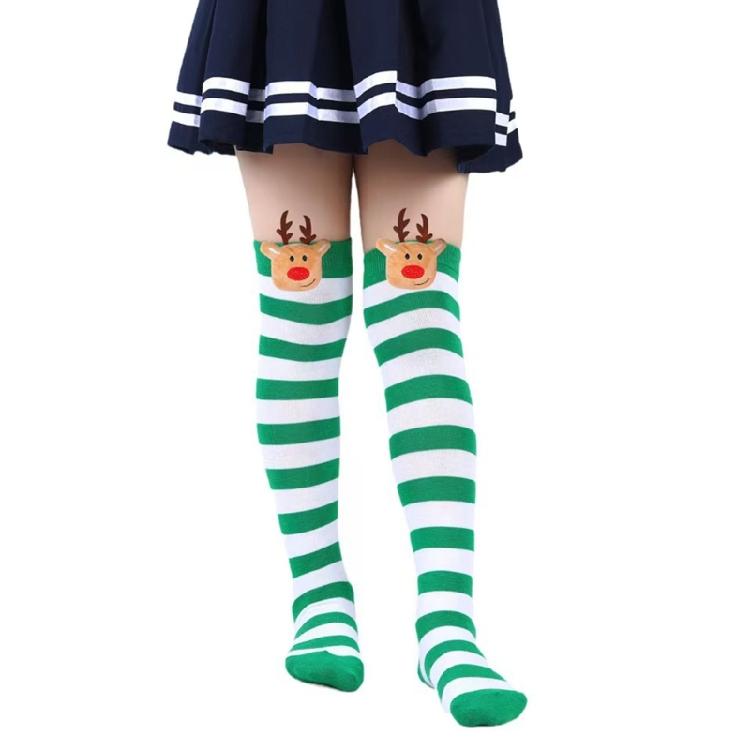 Women's Thigh High Stockings with Reindeer Christmas Stockings Over the Knee Socks Halloween Cosplay Costumes Hosiery