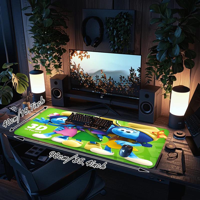 1Pc Smurf Family Adventure Gaming Mouse Pad Keyboard Desk Mat Non-slip Rubber Lock Edge Waterproof Computer Mousepad for Office Home Decor Y1112