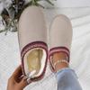 Winter 2025 New Cashmere Warm Thick Sole Heelless Covered Half Mop Cashmere Warm