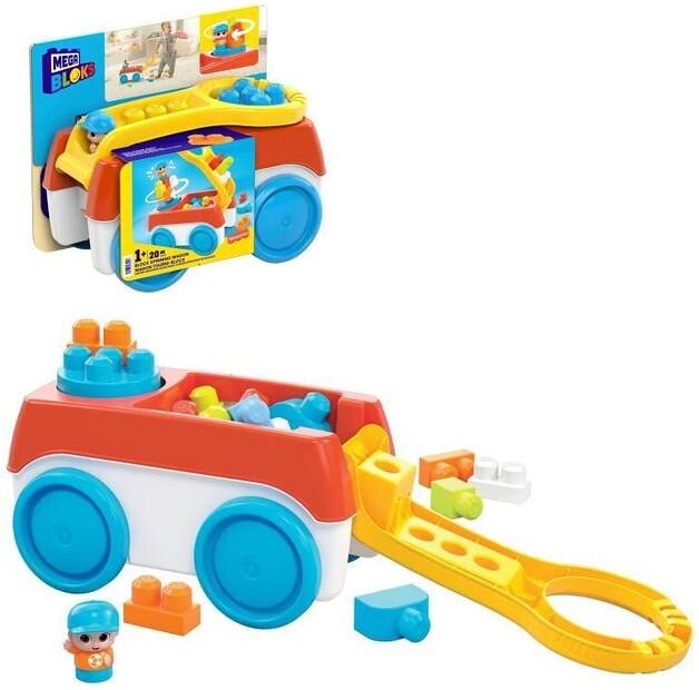 Конструктор пластиковый Mega Bloks Вагончик Собери и крути
