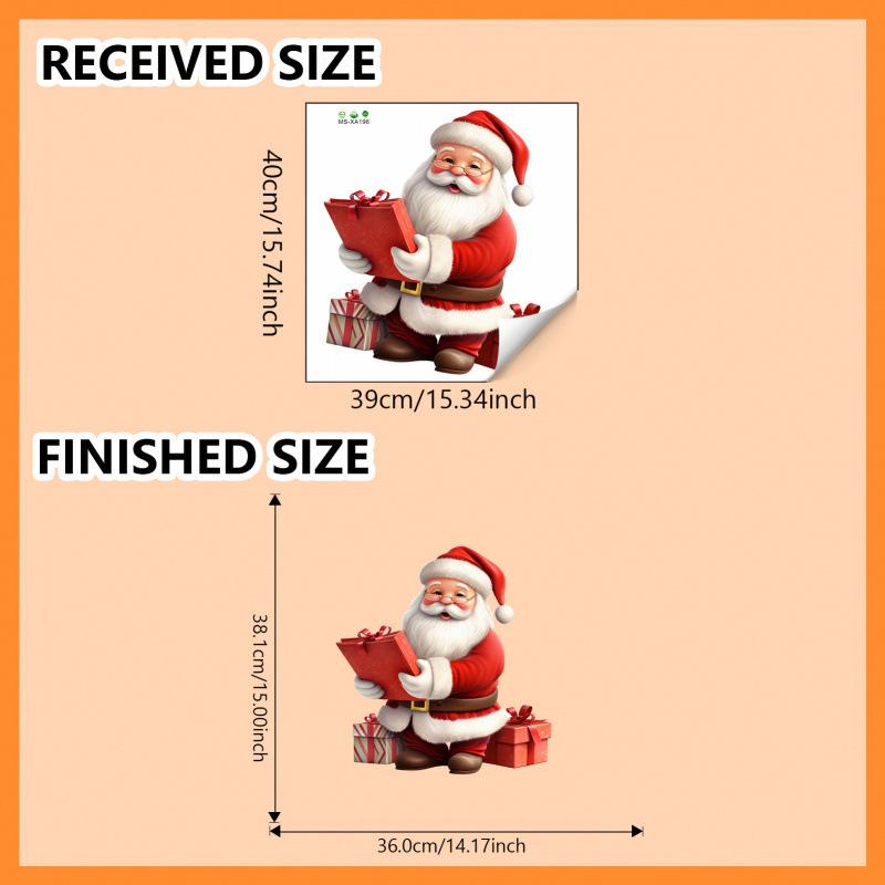 

Christmas Cartoon Santa Stickers: Festive Wall Decor for Restaurants & Parties 39x40 cm