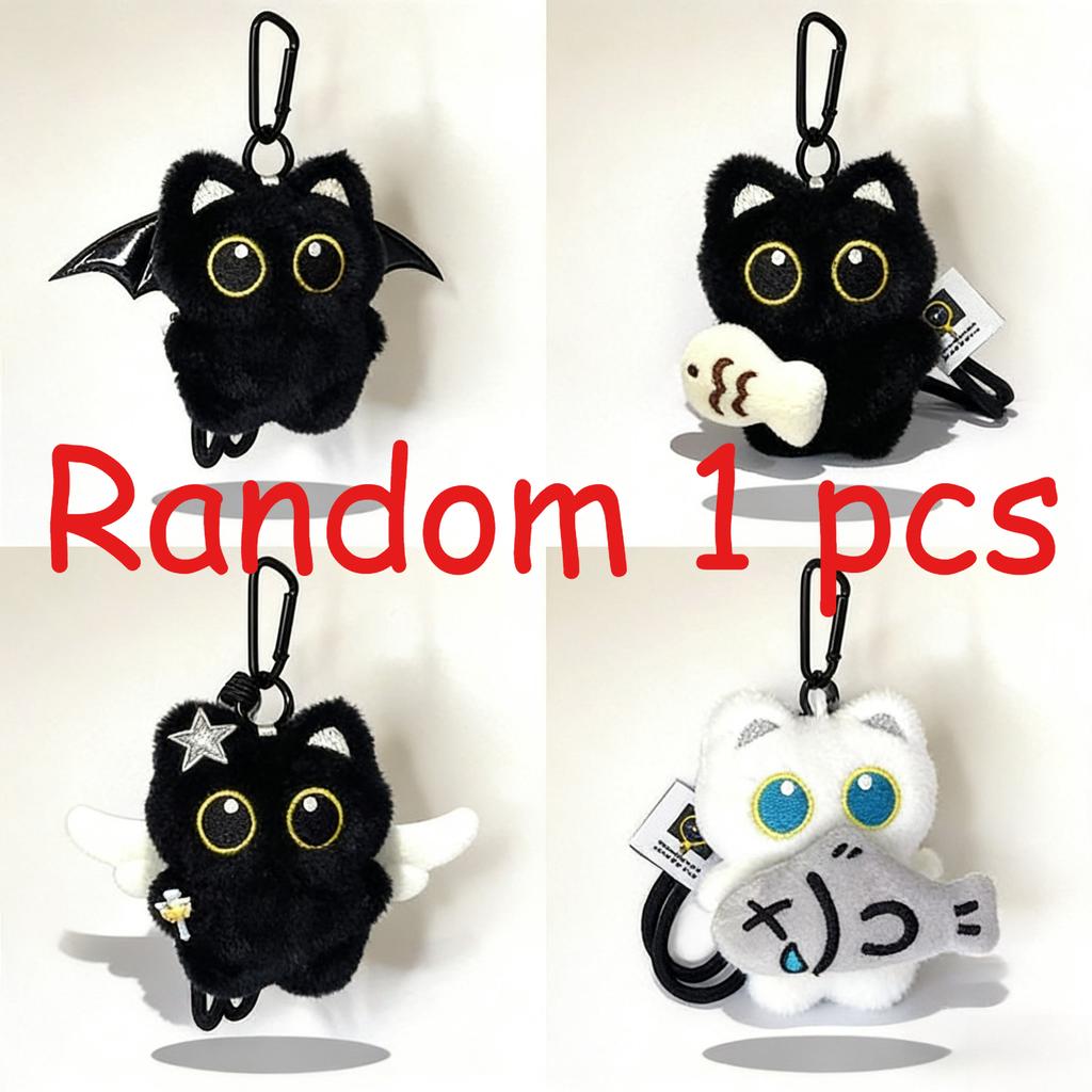 Soft Cute Cartoon Cat Plush Ornaments Multi-Style Dark-Style Keychains Bag Charms Cuddly Stuffed Fluffy Huggable Kawaii Comfort Adorable