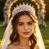 Baroque Crystal Crown Tiara Headband For Women Rhinestone Prom Diadem Crown Bridal Wedding Hair Accessories Jewelry Crown Tiara
