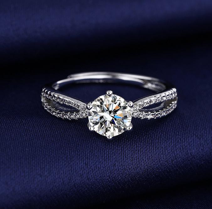 

Женское классическое кольцо с муассанитом: Регулируемое серебро S925 с имитацией, один карат, для пар.