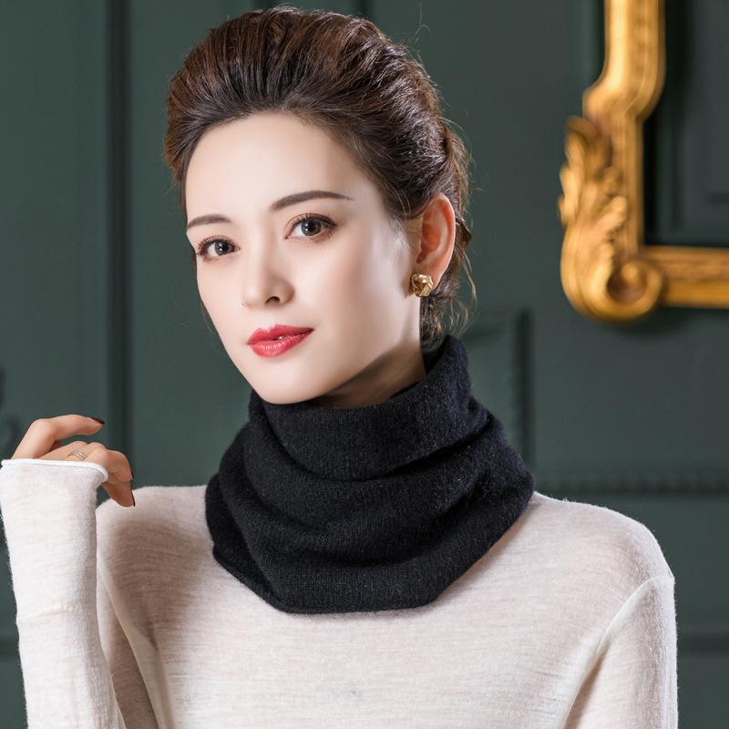 

Elegant Korean-Style Women s Wool Neck Warmer: Autumn & Winter Versatile Solid Color Scarf Pullover Up to 60cm