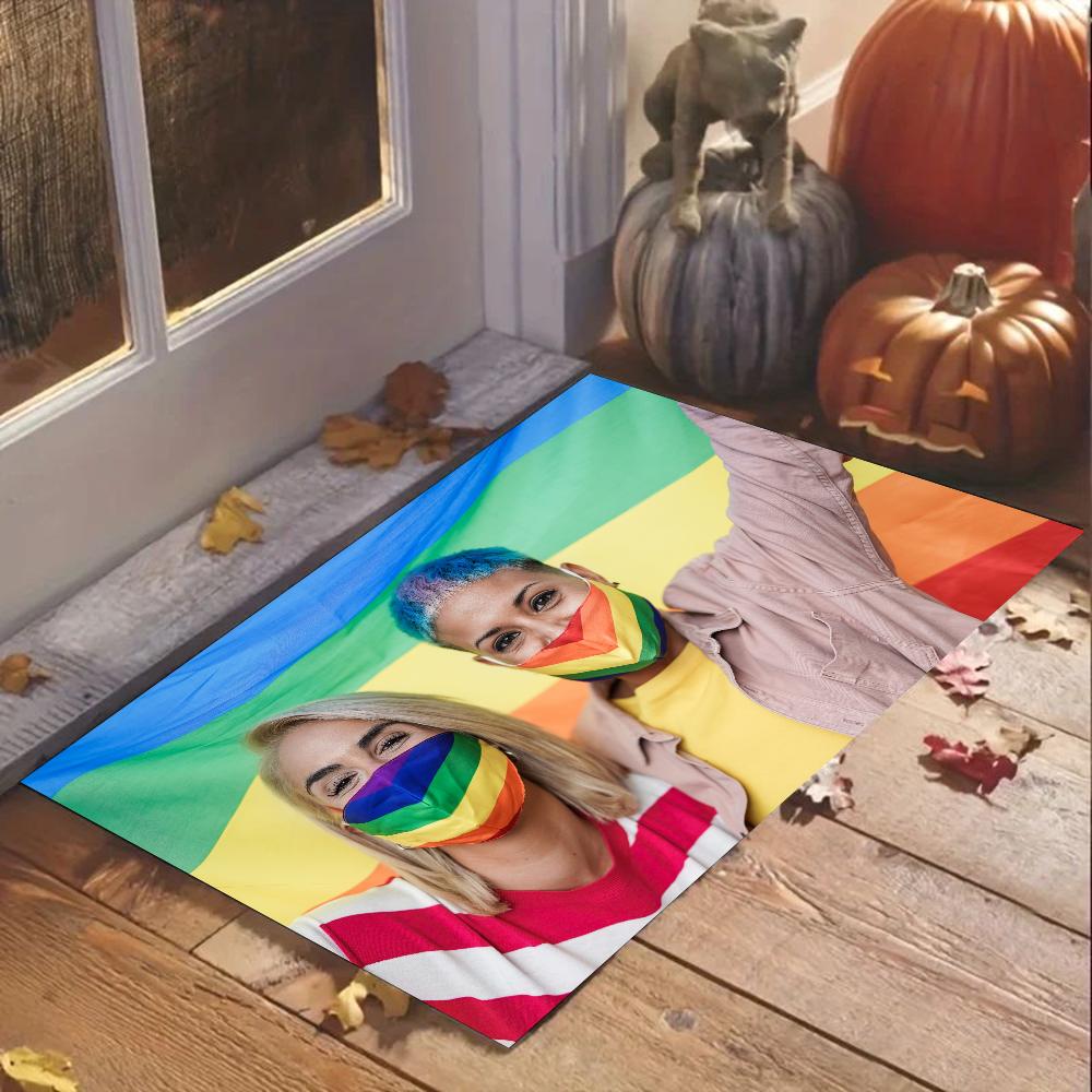 1 Stück Schwul Lesbisch LGBT Regenbogen Liebe Badezimmer Saugfähige Matten Anti-Rutsch-Matten Heimdekorationsbedarf Teppiche Heimküchenbodenmatten