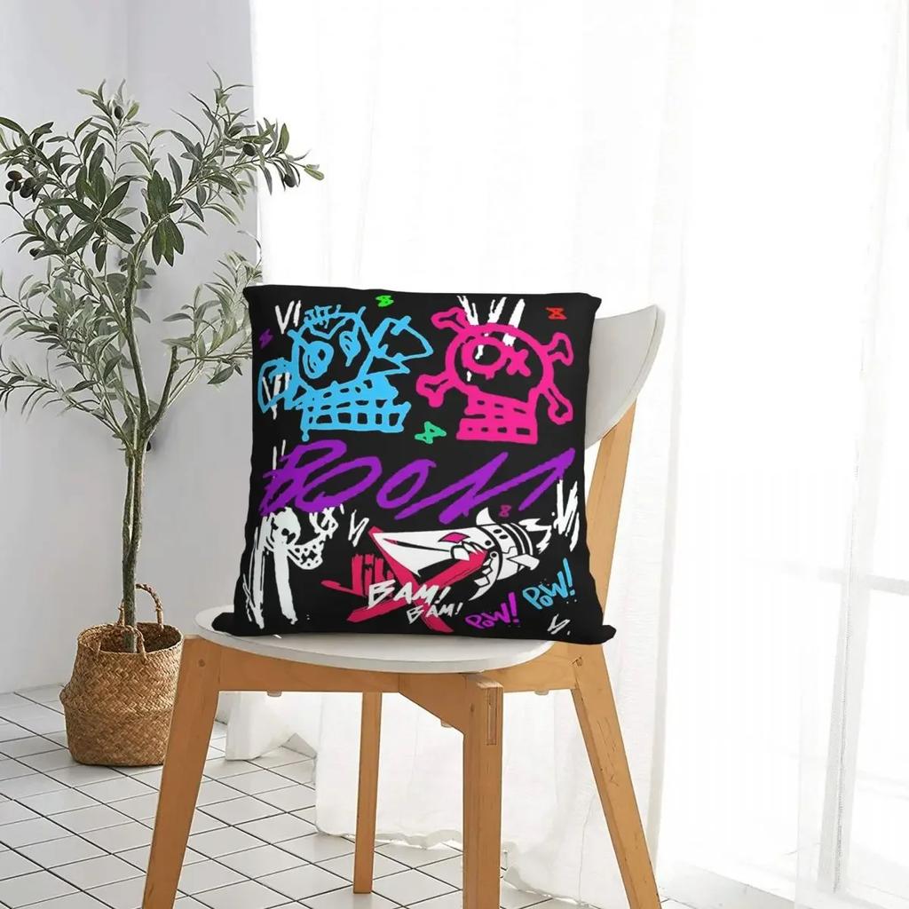 Boom Jinxed Monkey Pow Pow Vi Bam Bam Throw Pillow Case Arcane League of Legends TV Backpack Cojines Case For Chair Decor