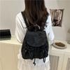 Fashion Cute Knot Women's Backpack Large Capacity Solid Color Travel Bag Drawstring Students Bookbag Travel