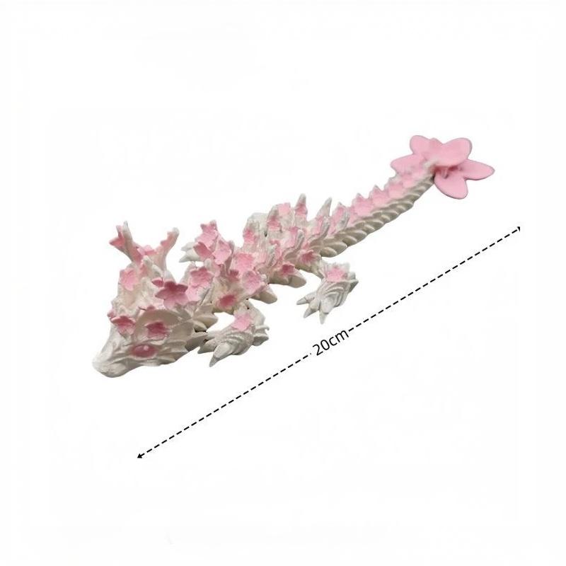 3D Printed Cherry Blossom Dragon Movable Joint Dragon Model Gifts Home Office Desktop Ornament Landscape Craft