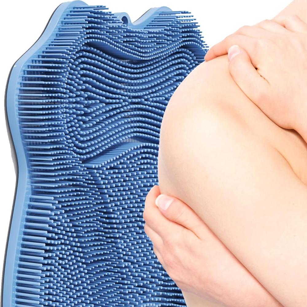 Shower Foot Scrubber Mat with Non-Slip Suction Cups, New Foot Back Cleaning Pad Back Washer Exfoliating Bath Wash Pad, Wall Mounted Slip Suction Cups