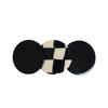 French Acetate Black Plaid Round Heart Spring Hair Clip - Elegant Black & White Design