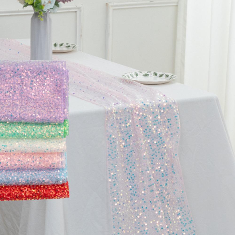 New Iridescent Sequin Table Runner Glitter Sequin Mermaid Table Cover Heat Insulation Table Cloth Wedding Birthday Party