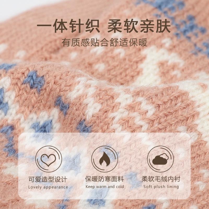 Iwarm love warm Christmas deer wool plush gloves couple autumn and winter knitted warm touch screen gloves women