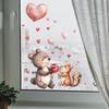 Valentinstag Bär und Eichhörnchen Herzförmiges Glasfenster Heim-Hintergrund Verschönerung Fensteraufkleber