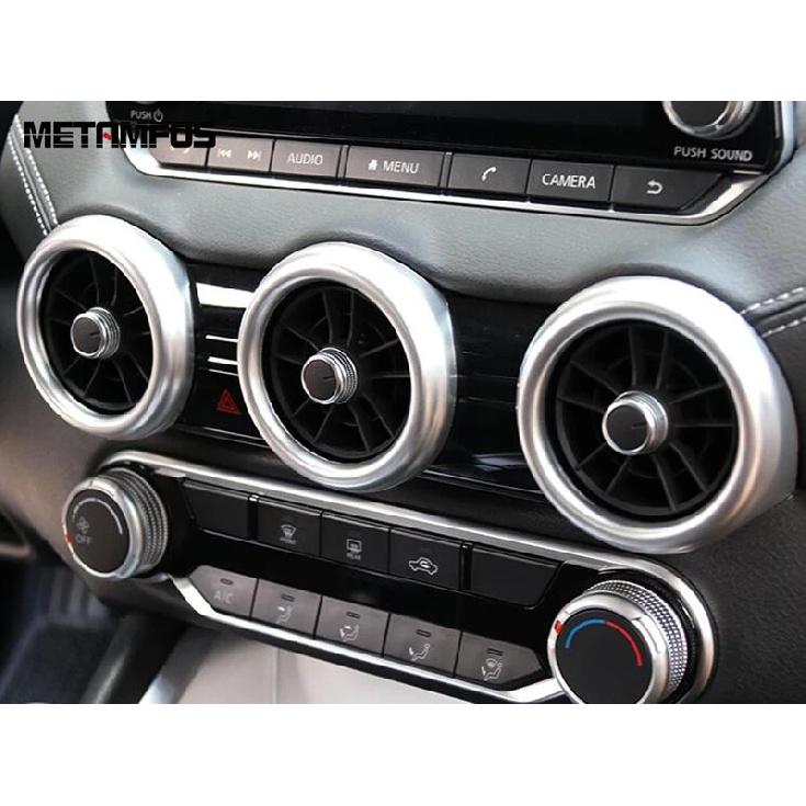 For Nissan Sentra Sylphy -2024 2025 Carbon Fiber Center Console Air Condition Vent Outlet Ring Cover Trim Car Accessories