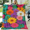 1pc Suige Home Vibrant Floral Print Flannel Blanket - Soft Warm All-Season Throw for Couch, Bed, Sofa, Travel & Home Decor, Colorful Daisy Design, Per