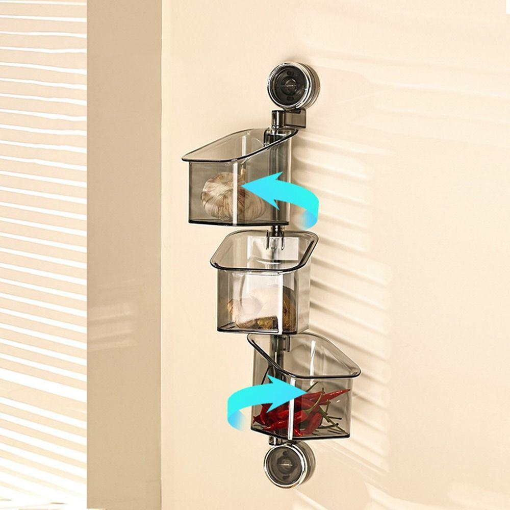 Suction Cup Onion Ginger Garlic Storage Box Wall Mounted Hanging Basket Storage Basket  for Kitchen