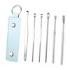 6-Piece Stainless Steel Ear Pick Set Spiral Ear Cleaner Tools with Faux Leather Case Home Ear Care Kit for Home Travel