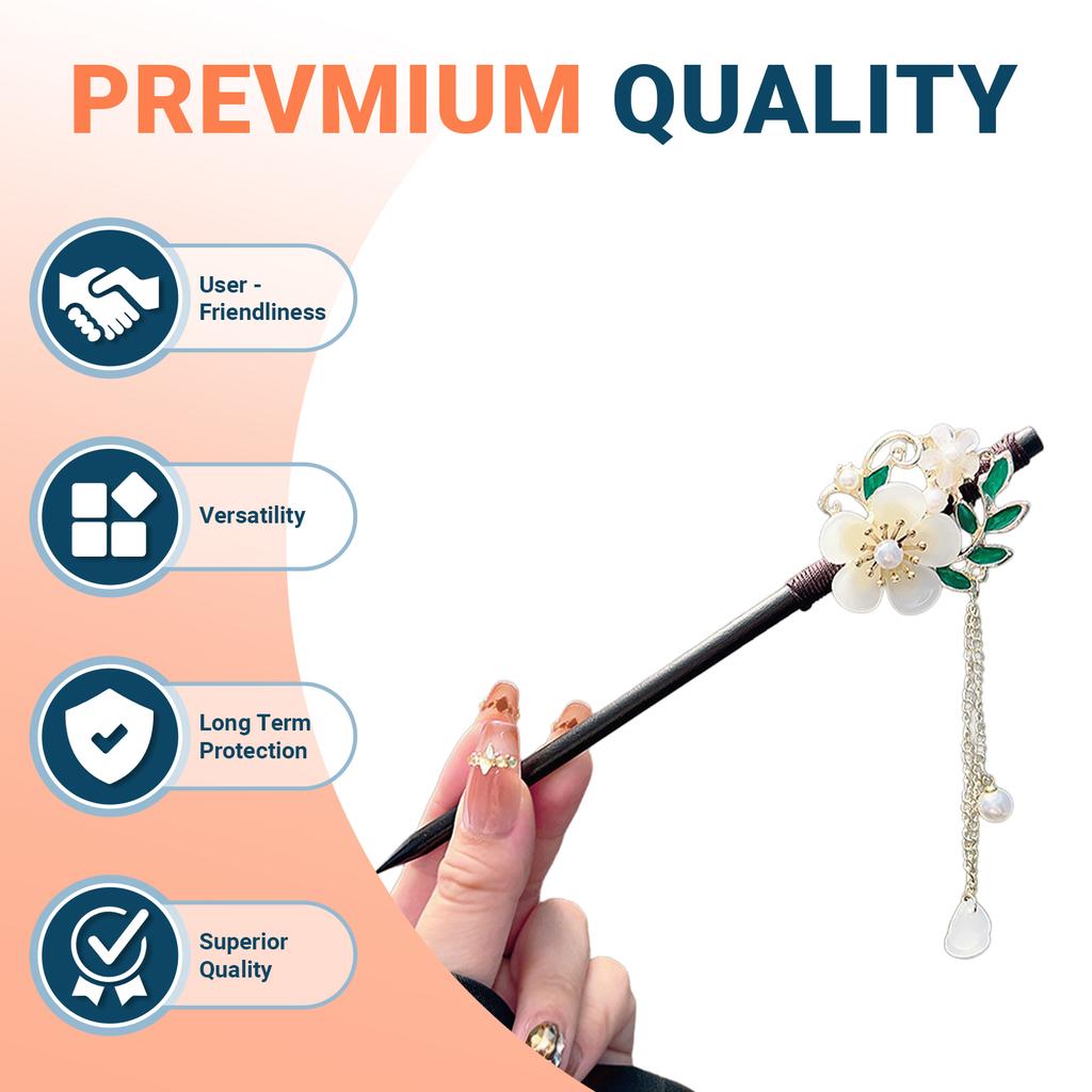 Černá ebenová tyčinka do vlasů Tradiční čínský styl Ručně vyřezávaná dřevěná spona do vlasů s třásní pro ženy Hanfu Svatba Festival