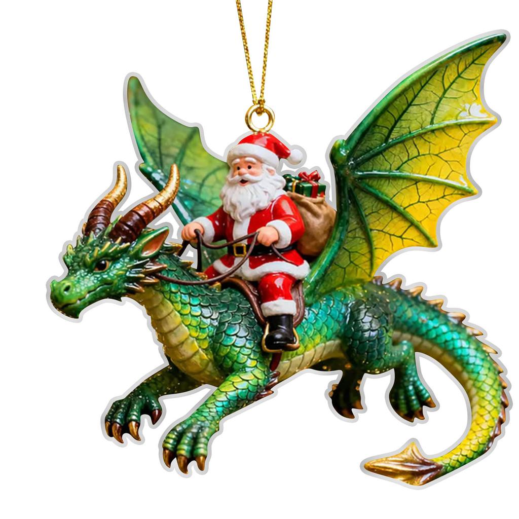 Christmas Ornament, Christmas Acrylic Single-sided Ornament, Riding A Dragon, The Dragon-riding Gift-giving