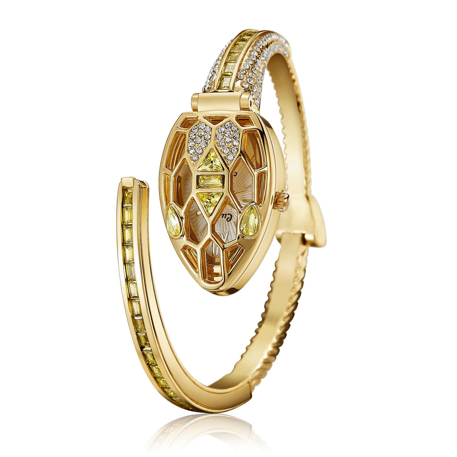 

Бриллиантовые часы-браслет в виде змеи Кварцевые часы с открытым механизмом