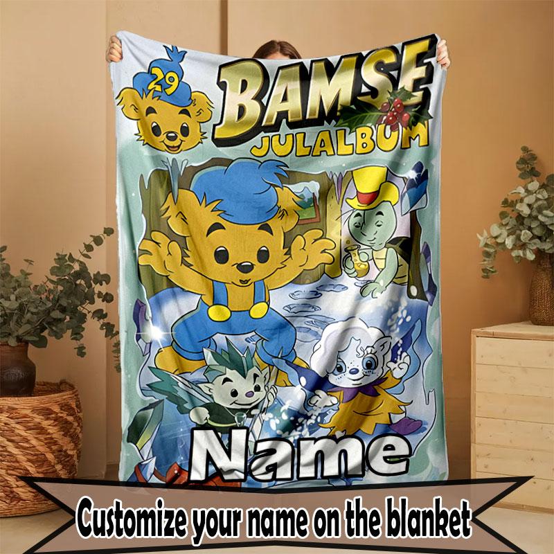 Custom Name Personalized Bamse Print Blanket, Home Decor, Bedroom, Sofa, Camping, Couch, Gifts for Birthday Christmas
