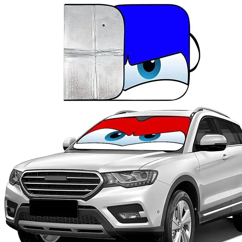 Anime L-lightning M-mcqueen Eyes Car SunShade Windscreen Front Window Visor 70x130cm Sun Visor Solar Protect Plaid Gift Novelty