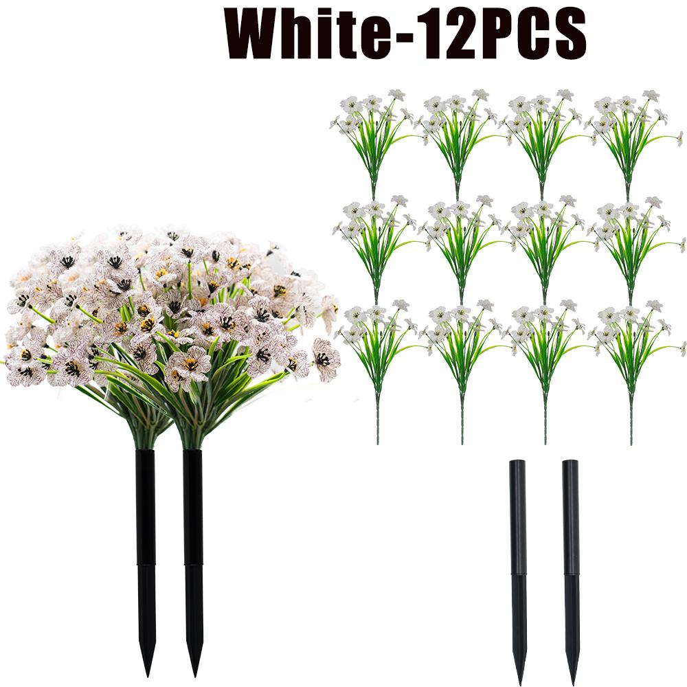 Artificial Violet Flowers Fake Spring Grass Faux Plants for Wedding Garden Decor Outdoor Artificial Floral Home Decoration