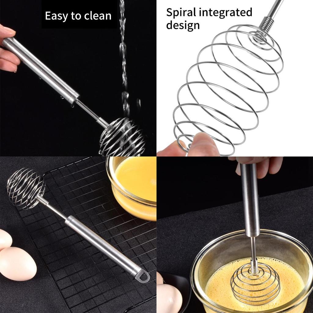 

Rotating Push Mixer Stirrer Milk Frother Stainless Steel Spring Eggs Beater X3UC CN