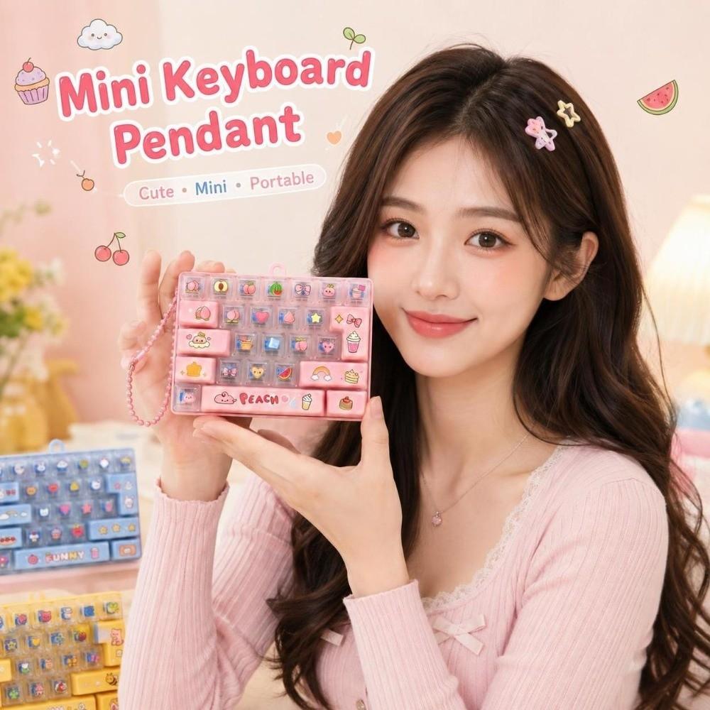 Transparent Dual-Tone Mini Keyboard Pendant 26-Key Keyboard Keychain Kids Bag Pendant