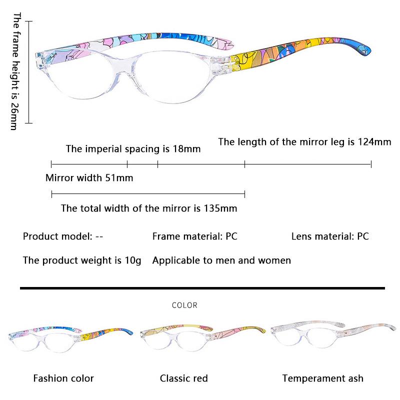 New Fashion Presbyopia Glasses Transparent Frame Flower Legs Cat-Eye High Definition Anti Blue Light Reading Glasses