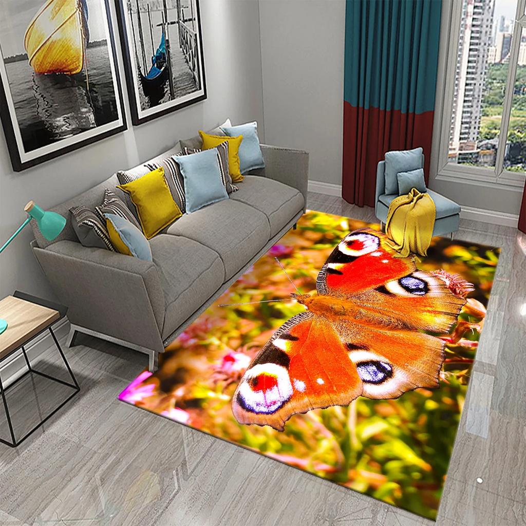 3D Colorful Butterfly Flower Carpet Entrance Door Mat Indoor Carpets Bedroom Decor Living Room Floor Mats Bathroom Non-slip Rug