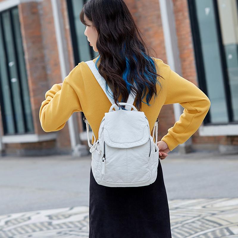 2024 Soft Leather Large Capacity Backpack for Women - Casual Fashion Schoolbag & Travel Bag (Spring/Summer New Arrival)