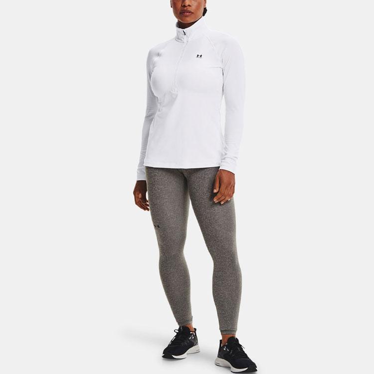 Under Armour Authentics ColdGear® Half-Zip Long Sleeve Raglan T-Shirt Women Tops White 1368699-100
