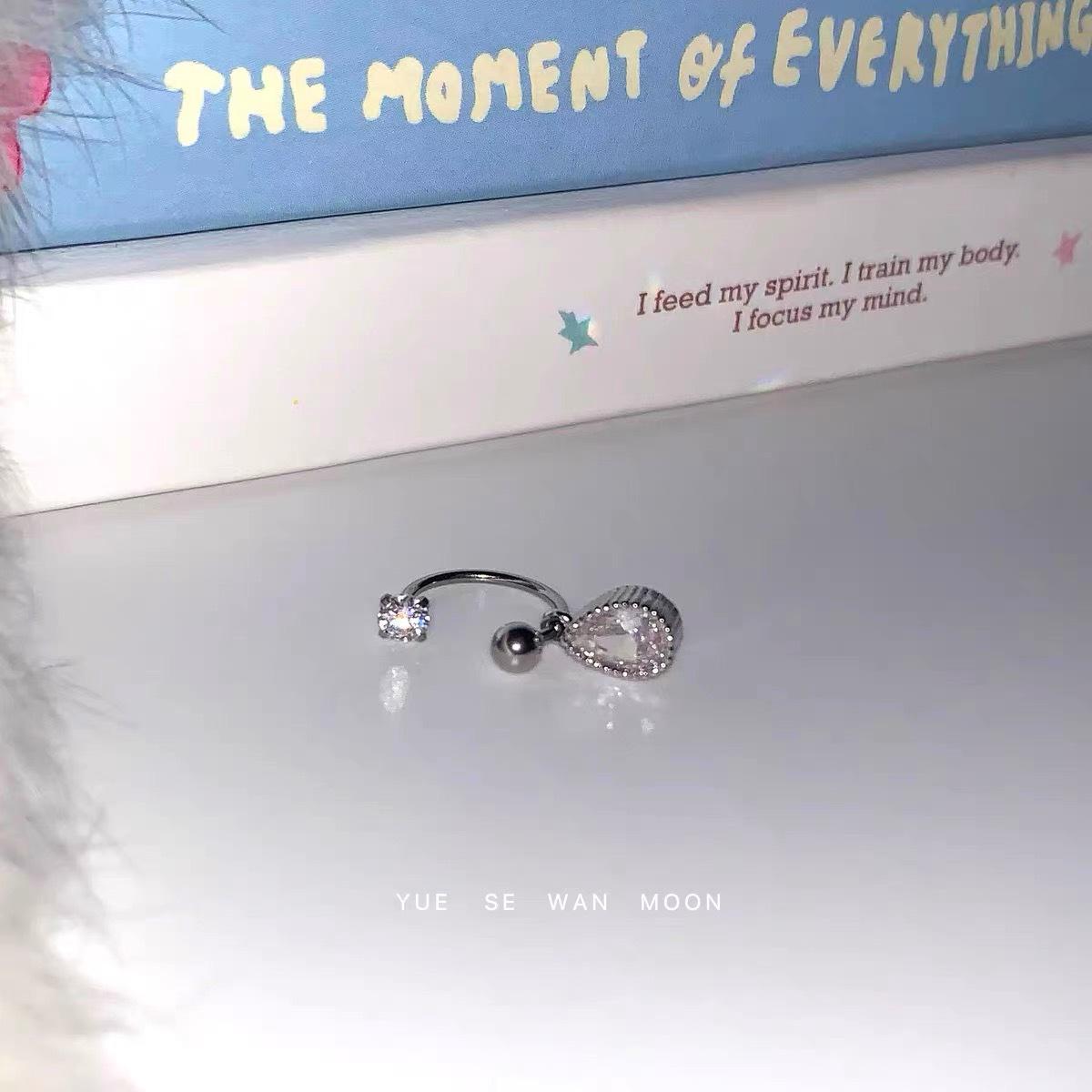 Titanium Steel U-Shaped Hoop Earring with Eight-Pointed Star, Water Drop Cubic Zirconia, and Cross Butterfly Design for Ear Piercings