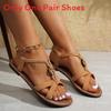 Beach Sandal For Women Summer Flat Pu Rubber Casual Slip On With Metal Decor