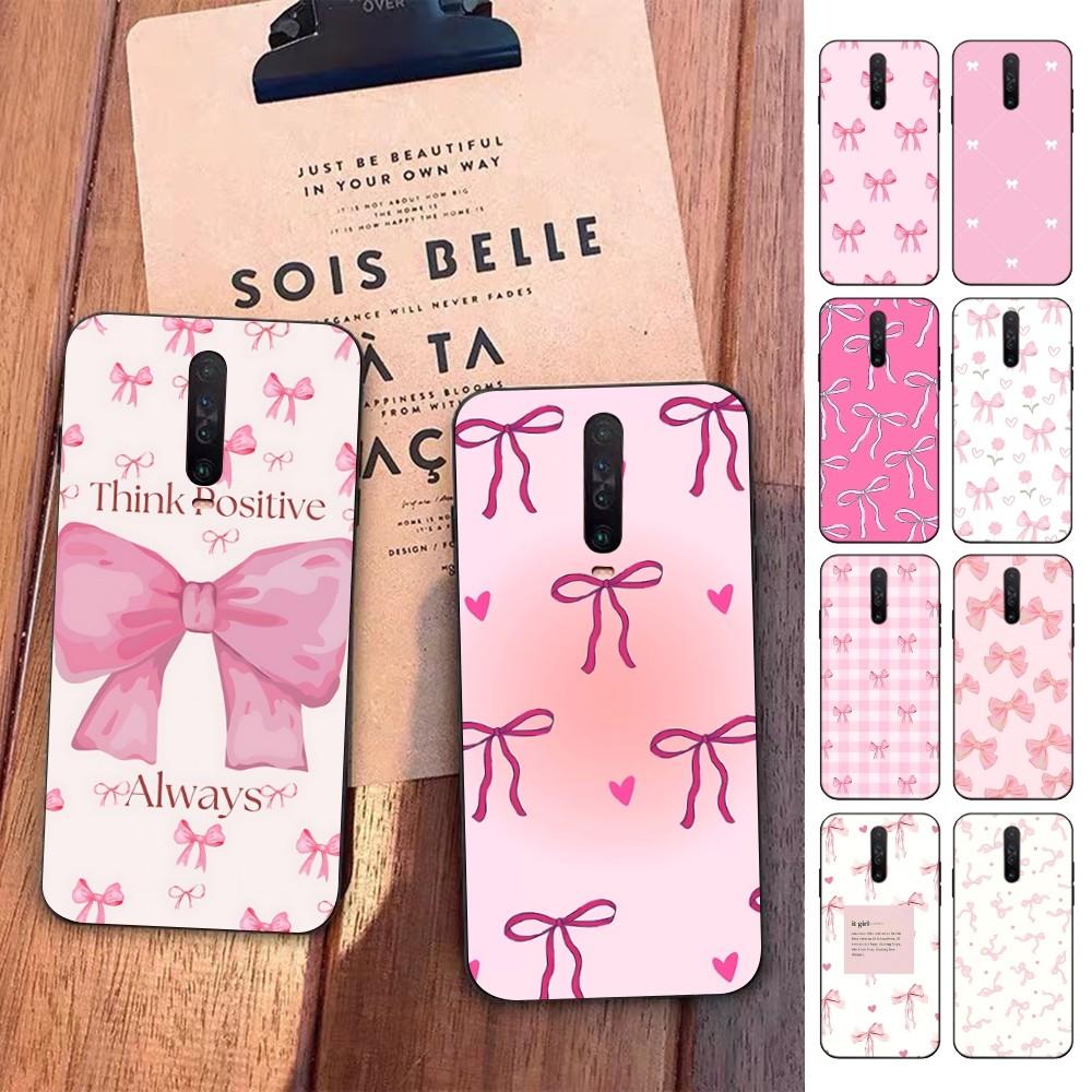 Cute Pink Bowknot Phone Case For Redmi Note 4 X 5 A 6 7 8 T 9 9S 10 11 11S 11Epro Poco M3 Pro