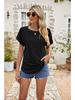 Women's Eyelet Summer Round Neck Short Sleeve Casual T-shirt