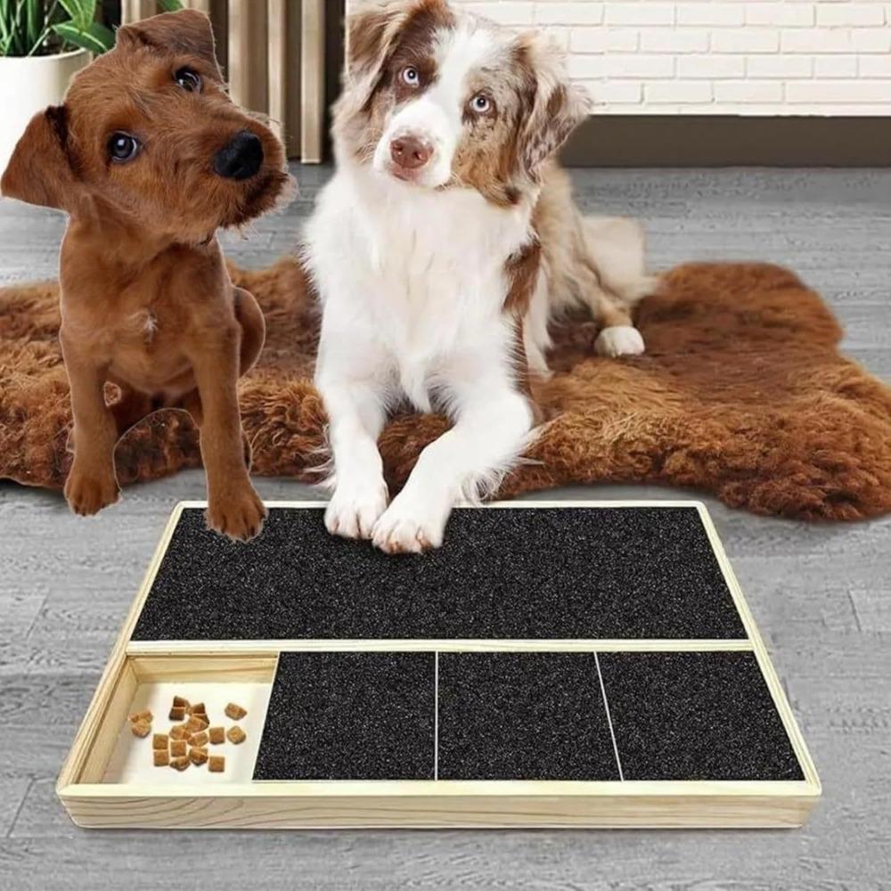 Pull-Out Dog Nail Scratch Board Stress-Free Wooden Dog Nail File Board Built-in Snack Box Pet Nail Grinder Scratcher