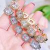 2026 European and American Light Luxury Size Square Shining Zircon Bracelet Women's Fashionable and Elegant Diamond Jewelry