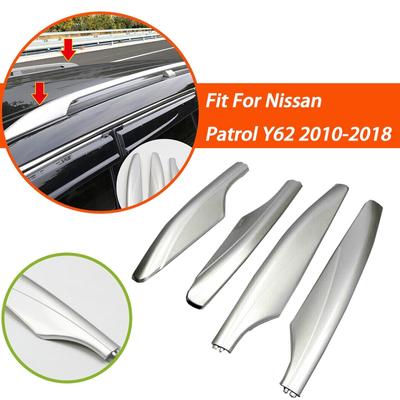4 Pcs Exterior Roof Rack Rail End Cover Shell Cap Replacement 4PCS Silver Fit For Nissan Patrol Y62 2010-2018 Decorative
