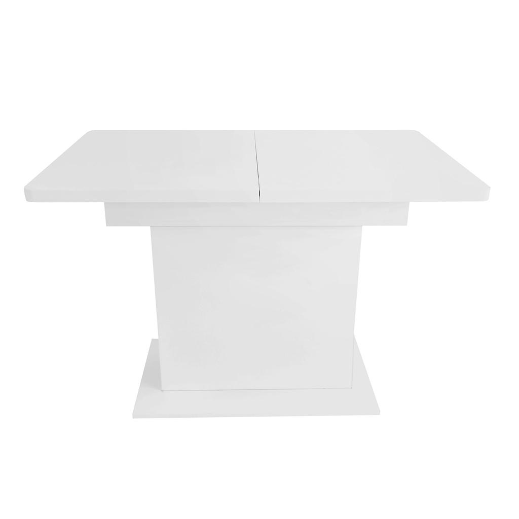Flieks Dining Table Wood, Extendable Dining Room Table with Storage, White
