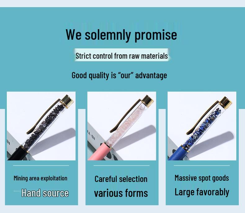 Kuličkové pero z přírodního křišťálového kamene: Energií nabité kroucené kovové pero, kancelářský dárek