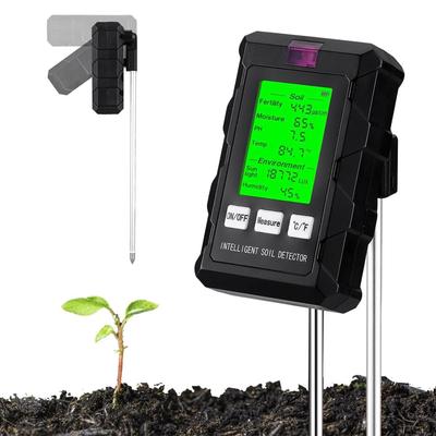 [6-in-1] Digital Soil Tester Fertility/Temperature/Soil Moisture/pH/Ambient Humidity/Light Intensity Soil pH Tester