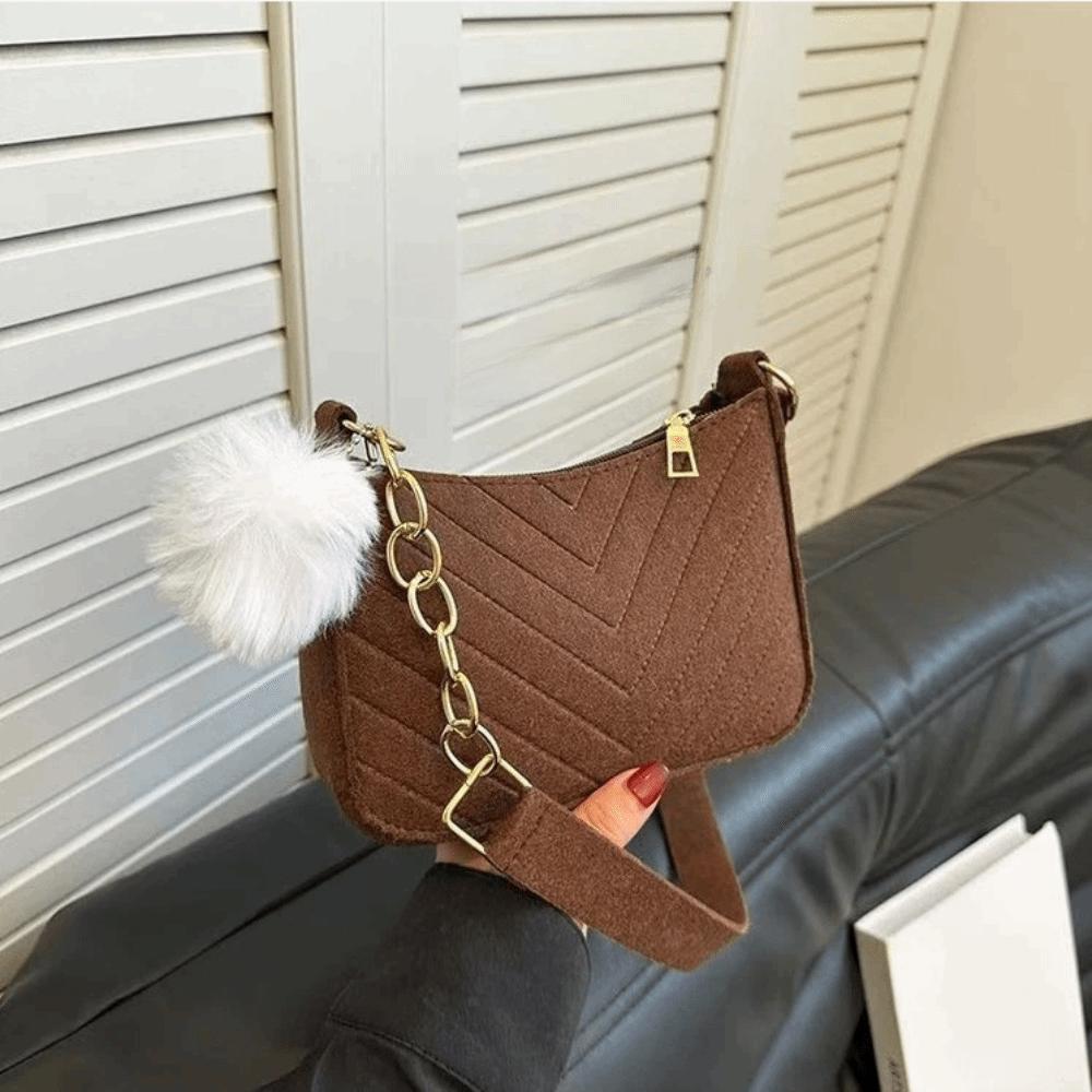 Fashion Design Mini Shoulder Bag Trendy Handbag All-match Felt Underarm Bag Evening кофейный