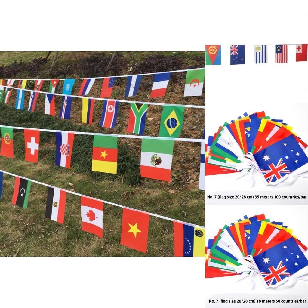 Dekoracja Wisząca na Imprezę Wielokulturową 50-100 sztuk Flag Różnych Krajów