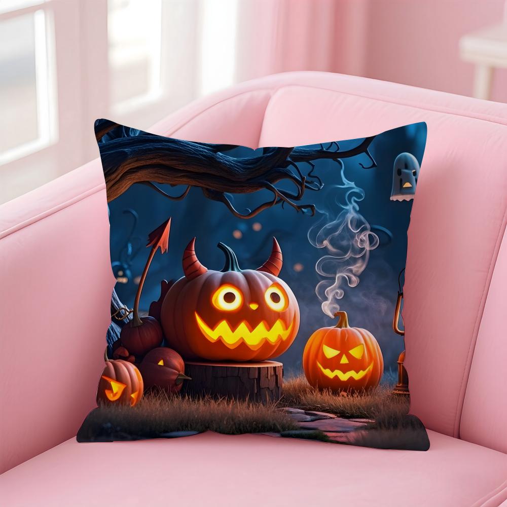 Halloween Cushion Cover Pillowcase Short Plush Invisible Zipper Room Sofa Cushion Cover