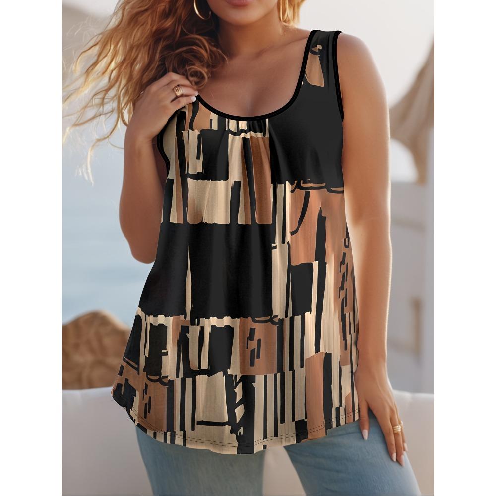 

Женский жилет большого размера с геометрическим принтом - повседневный стиль для летнего отпуска 6XL