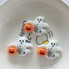 10 Pcs Cute Cartoon Halloween Ghosts, Skeletons, Pumpkins Flat Back Resin DIY Jewelry Hairpin Craft Decoration Accessorie